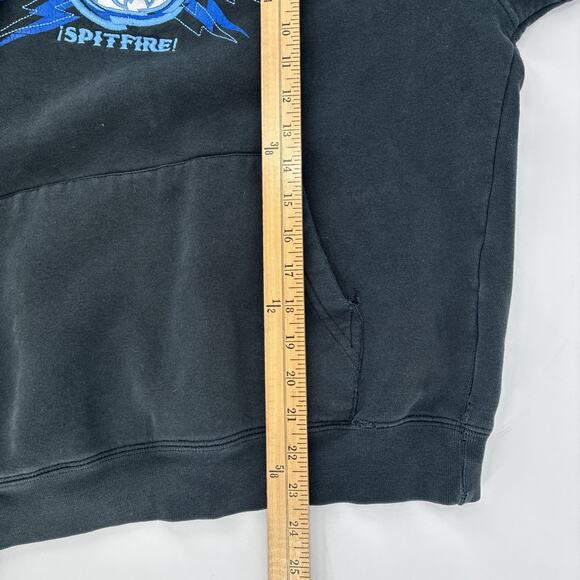 Vintage Spitfire Hoodie Men Medium Black Faded Distressed Embroidered Skate Y2K - Picture 13 of 13